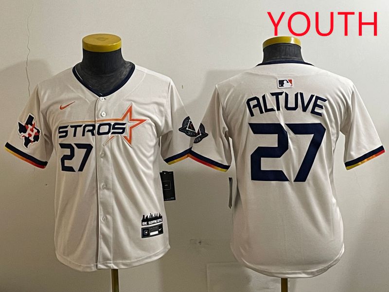 Youth Houston Astros #27 Altuve Cream Three generations Joint Name 2025 Nike MLB Jersey style 4121